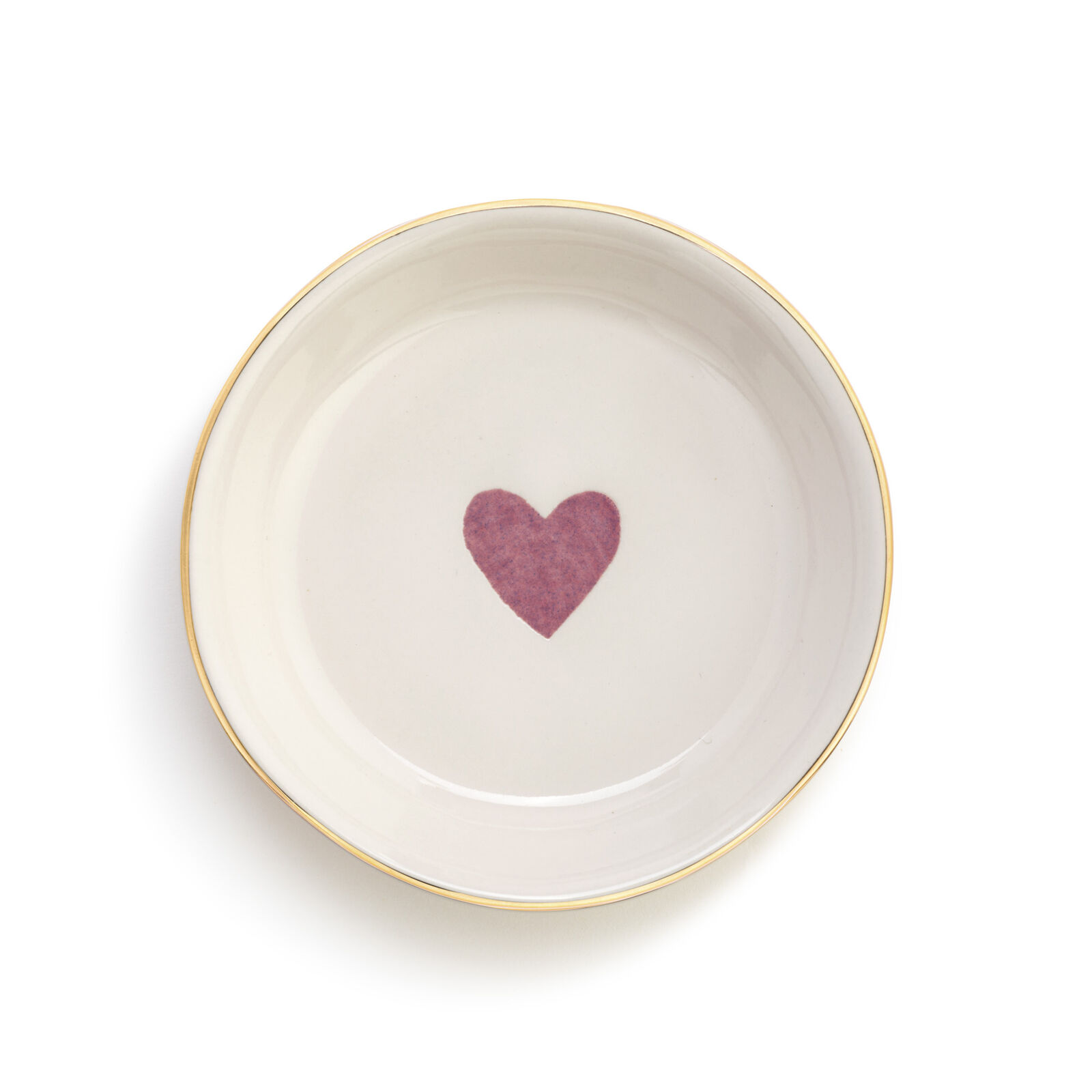 February Amethyst Colored Heart  4  Inch Stoneware Treasure Keeper Trinket Tray