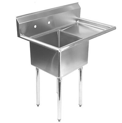 Stainless Steel Commercial Kitchen Utility Sink With Drainboard - 39" Wide