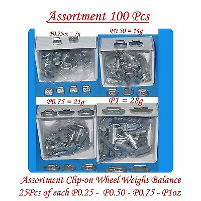 100 Pcs Assortment Clip-on Wheel Weight Balance  P Style P0.25 P0.50 P0.75 P1oz