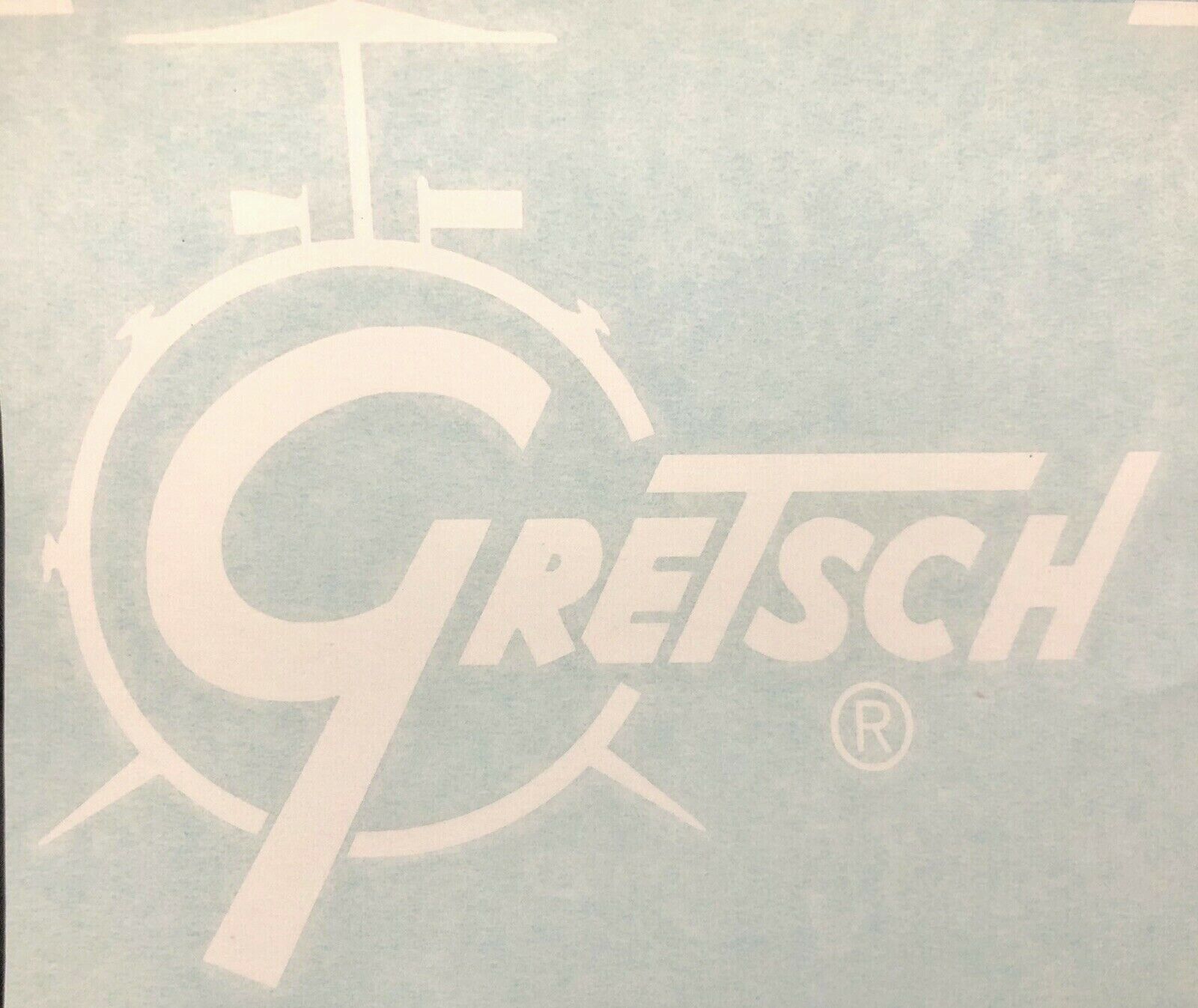 Gretsch Bass Drum White Logo - Stick On-heavy Vinyl
