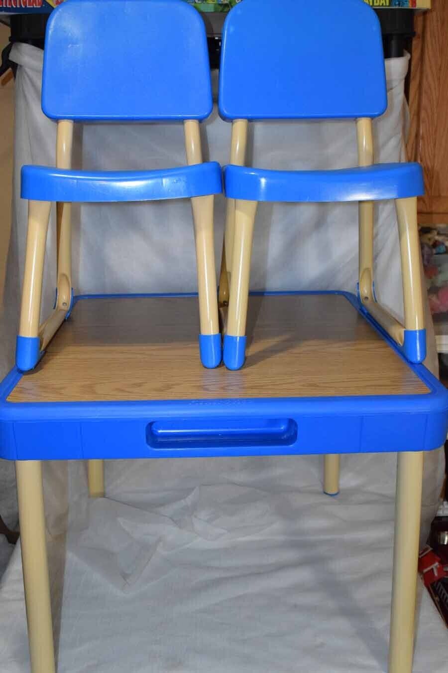 Vintage Fisher Price Table 2 Chairs Set Child Size Kids Play Art Craft Vguc
