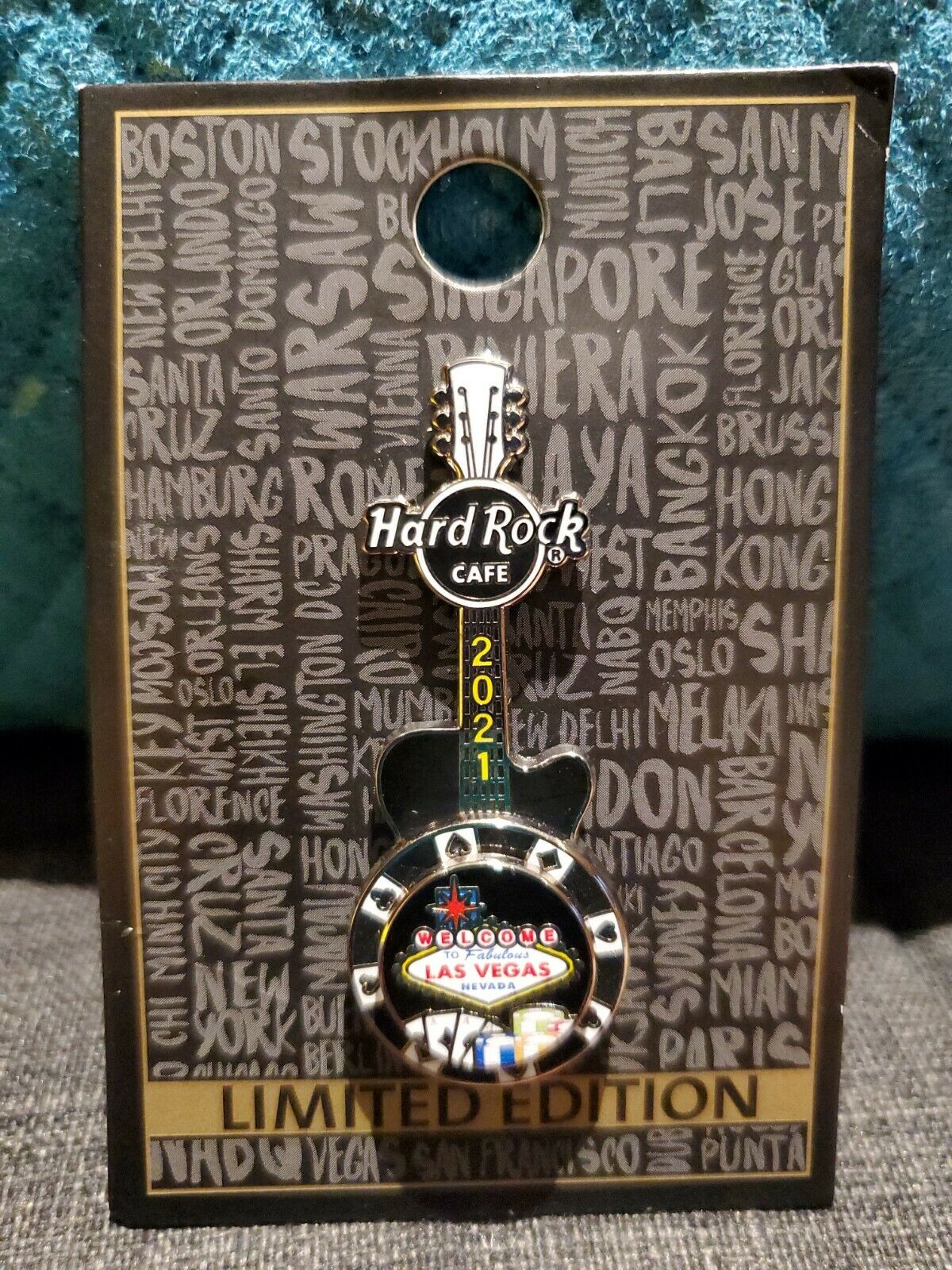 2021 Hard Rock Cafe Las Vegas 3d Casino Poker Chip Spinner Guitar Le Pin