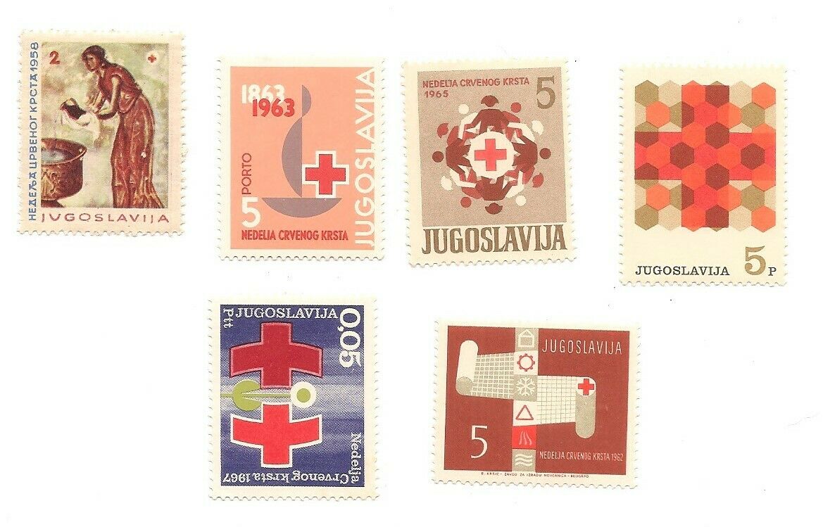 1962-1968 (6) Yugoslavia Stamps ..'red Cross'.. Postal Tax Stamps .. Mnh