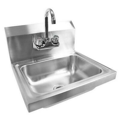 17" Commercial Wall Mount Kitchen Hand Wash Sink Stainless Steel With Faucet