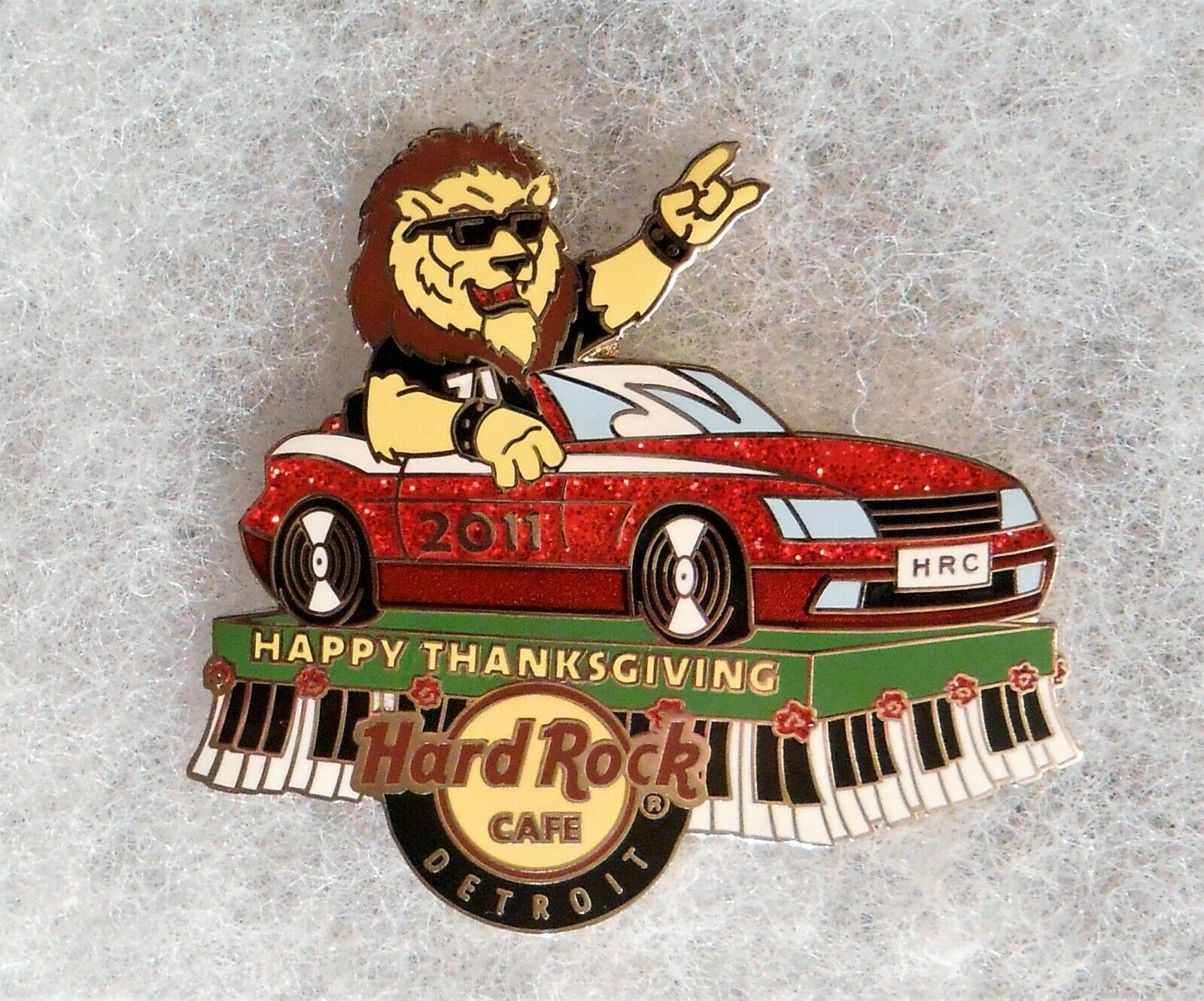 Hard Rock Cafe Detroit Lion Riding In Red Sports Car Parade Float Pin # 64064