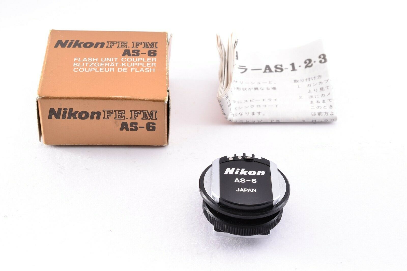 Almost Unused In Box Nikon As-6 As-4 Flash Unit Coupler Adapters Mf Camera Fm F