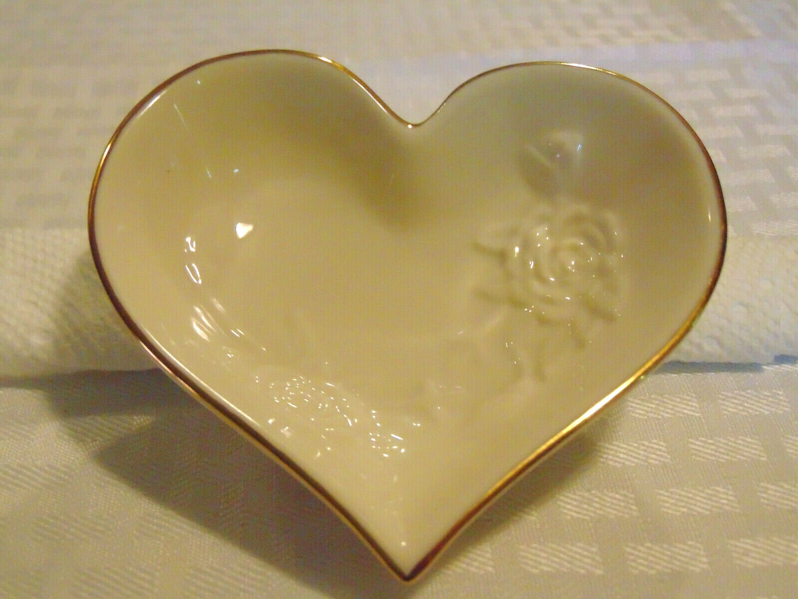 Trinket Dish, Lenox Heart Shaped Ivory Colored 4 Inch Tray, Valentines Day Gift