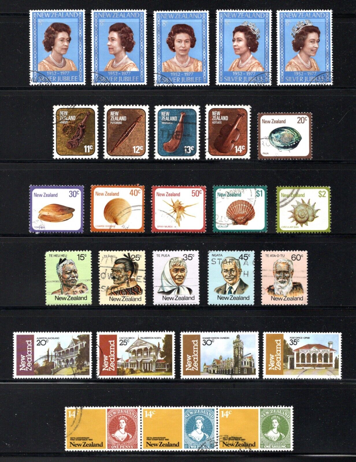 New Zealand -- 6 Complete Sets (27) Used Commemoratives From 1976-82 -- Cv $8.65