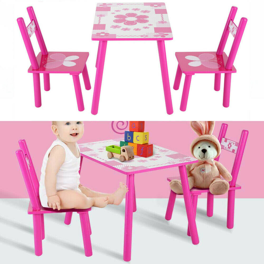 3pcs Kids Table And 2 Chairs Dining Set For Toddler Baby Gift Desk Furniture New