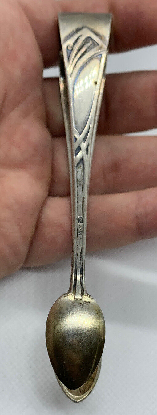 Vintage 800 Silver German Sugar Tongs With Monogram 32.1g