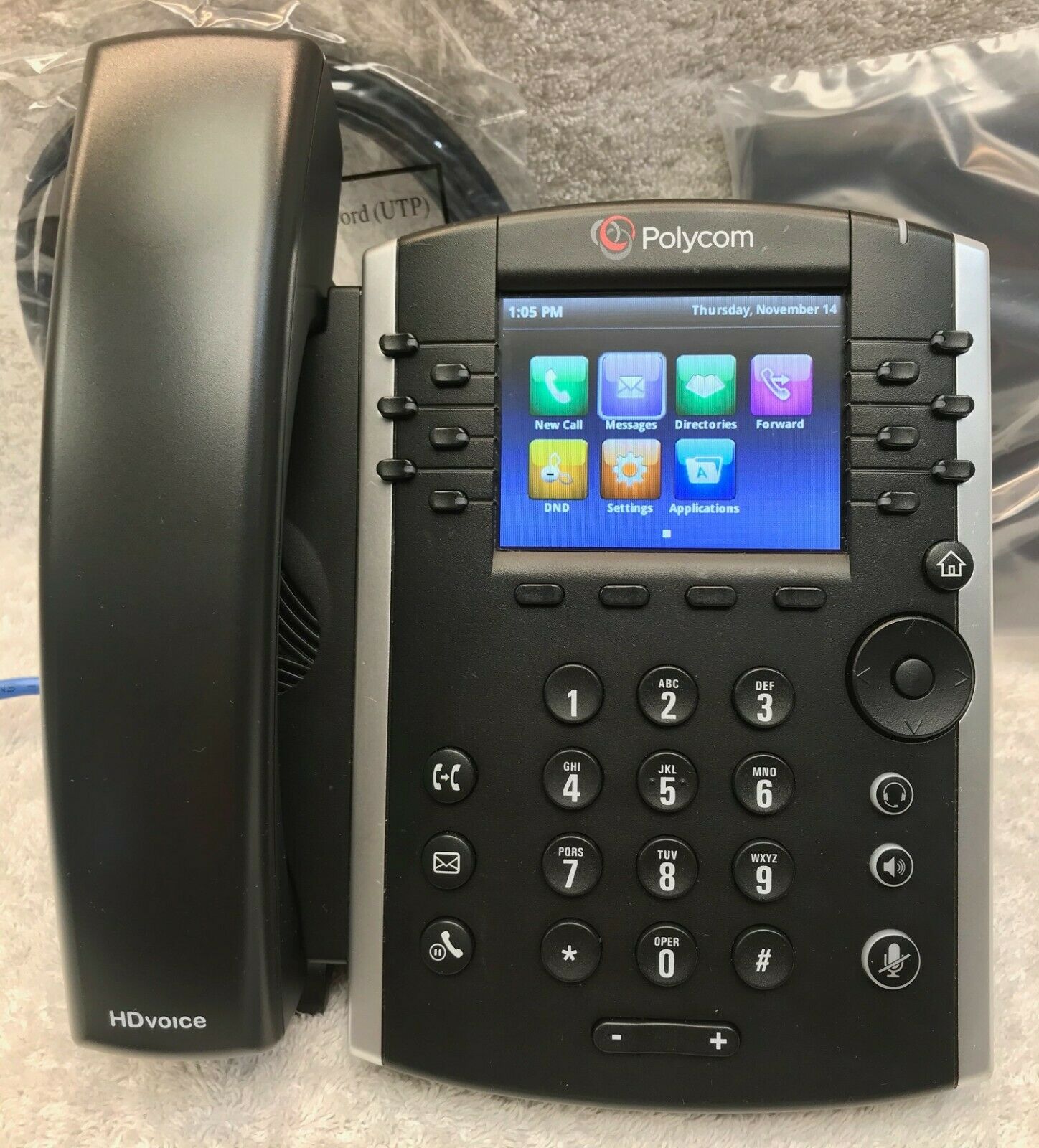 Polycom Vvx410 Ip Gigabit Phone Poe + Stand Coil Cord Cat5e Cord 2200-46162-025