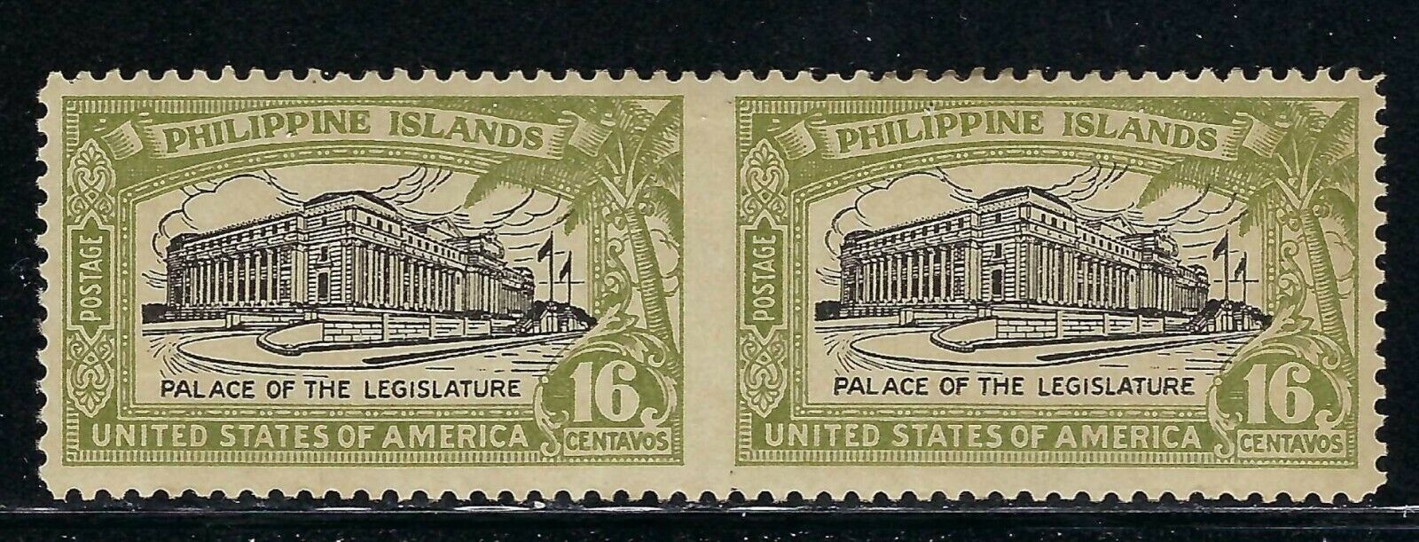 B&d:1926 U.s. Possessions/philippines Scott 326a Palace Rare Horizontal Pair Mh