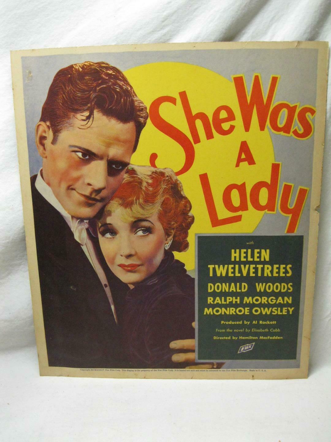 1934 She Was A Lady Movie Lobby Card Helen Twelvetrees Donald Woods Old Vtg