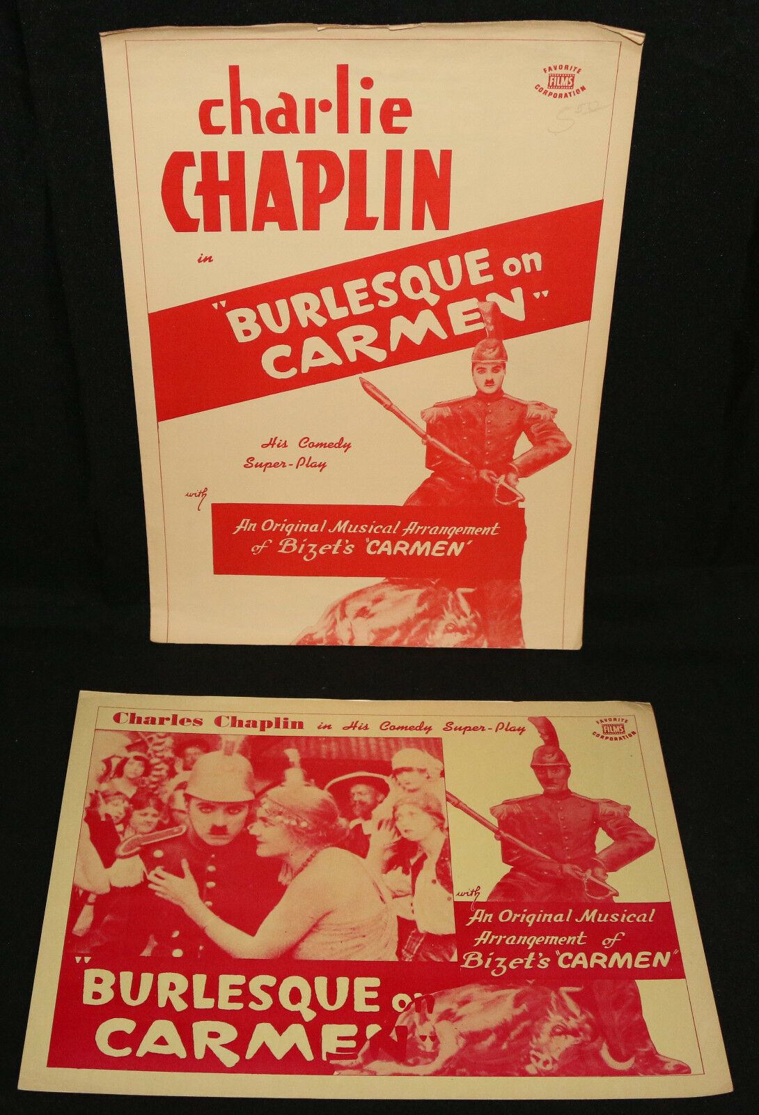 Charlie Chaplin In 'burlesque On Carmen' Mat Ad With Lobby Card (f/vf)