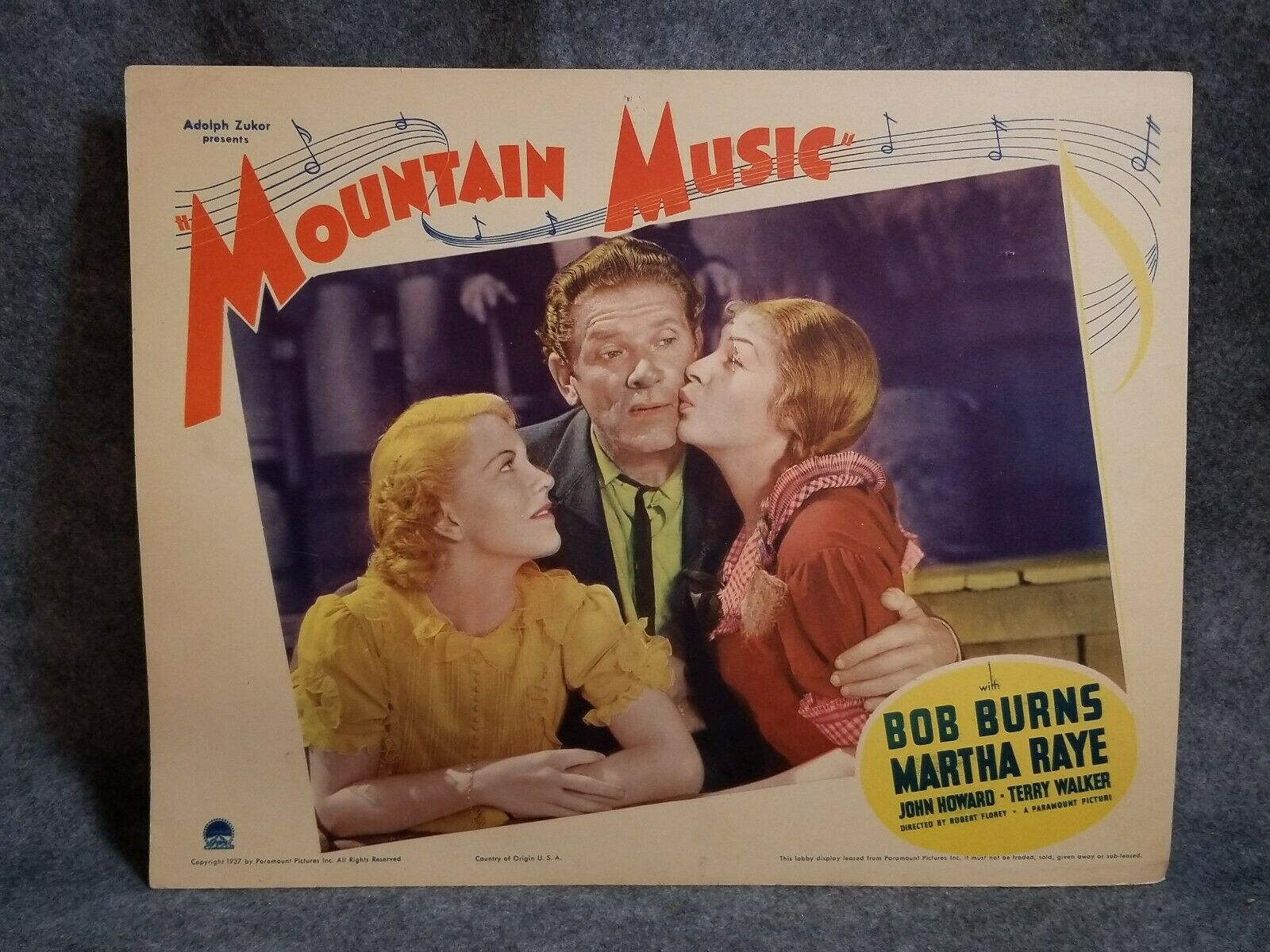 Vintage Lobby Card "mountain Music" Bob Burns, Martha Raye, 1937