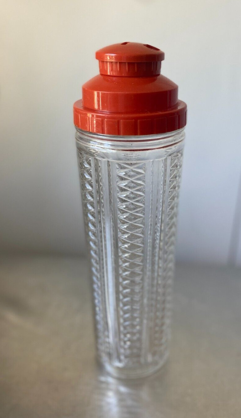 Vintage Mcm 1930s Medco Red Dial A Drink Skyscraper Glass Cocktail Shaker 550